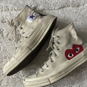 Converse X Comme de Garçon White high tops size 8